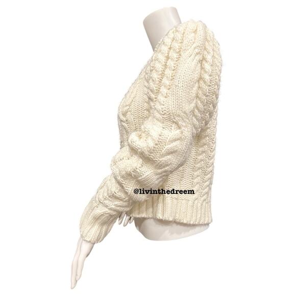 #T13  For Love & Lemons Quinn One Shoulder Sweater Ivory SZ L  $142 - Picture 8 of 15